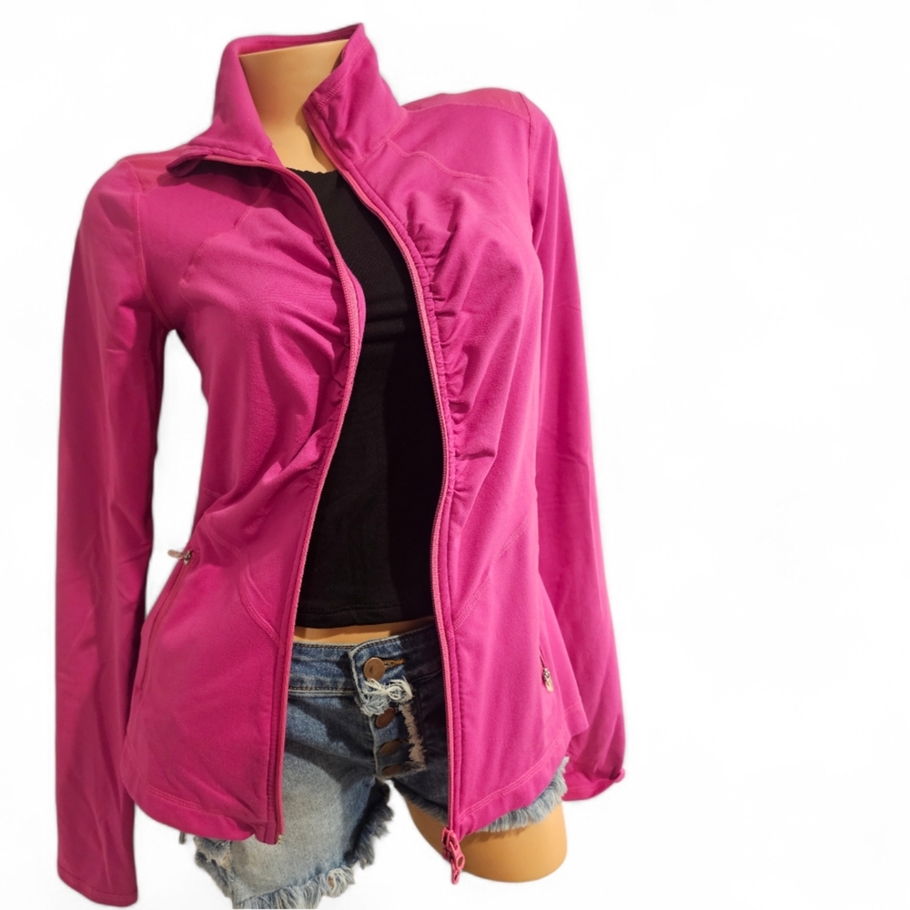 Zella Women's Front Zip Mock Neck Pink Active Jacket, size Medium